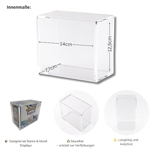 cardcosmos Premium Acryl Aufbewahrungsbox für Pokémon Booster Boxen 5 mm Acryl Case mit UV-Schutz, magnetischem Schnellverschluss, säurefrei und kratzfest – Sichere & stilvolle Präsentation thumbnail 5