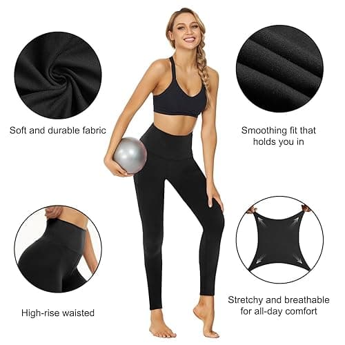 TNNZEET 7 Pack Leggings for Women - High Waisted Yoga Pants with Pockets Black Leggings Women Full Length & Capri thumbnail 4