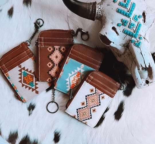 Montana West Wrangler Keychain Wallet for Women Western Credit Card Holder Front Pocket Card Wallet Slim Compact Card Case | Boho thumbnail 2