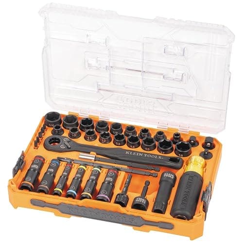 Klein Tools 65500KNECT KNECT Impact Socket Set, SAE and Metric Pass Through Socket Set, 90-Tooth Ratchet, MODbox Case, SAE, Metric, Screwdriver Handle, Bits, 39-Piece thumbnail 4