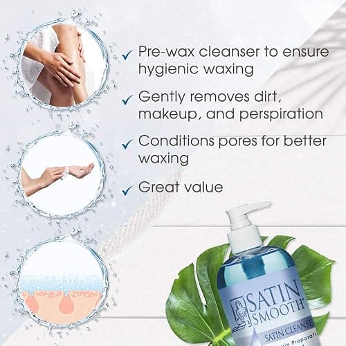 SATIN SMOOTH Pre Wax Cleanser - Antiseptic Formula for Pre Wax Hair Removal Skin Prep, Deep Cleansing & Irritation-Free Waxing, AfterWax Care, 16 oz thumbnail 3