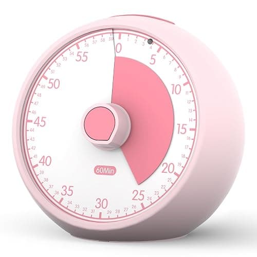 Conchstar Visual Timer for Kids 60-Minute - Countdown Timer with Optional Alarm, Focus Tool for ADHD & Autism, Time Management for Homework, Chores, Office, Kitchen, Teaching & Study Routines (Pink) - Image 1