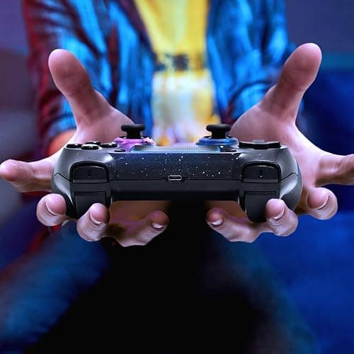 AceGamer Wireless Controller for PS4 Game Compatible with PS4/Pro/PC with Motion Motors and Audio Function,Mini LED Indicator,USB Cable and Anti-Slip (Starry Sky) thumbnail 6