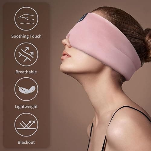 Joythink Sleep Headphones Bluetooth Sleep Mask Silk Kids Children Headband Earphones Bluetooth Eye Mask for Sleeping On Side Blackout Soft Sleep Earphones Music Eye Cover thumbnail 4