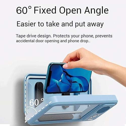 2026New Waterproof Phone Holder with Speaker, Shower Phone Holder Waterproof - Built-In Smart Bluetooth Speaker,Fog-Resistant Bathroom Wall Phone Mount for Any Phones Secure Attachment Surface (White) thumbnail 6