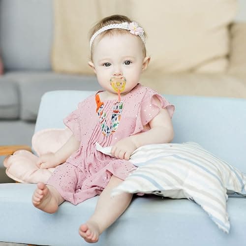 12 Pack Pacifier Clips with Strap 25.5cm - Premium Polyester Baby Pacifier Holder Set, Multi-Design Clips for Boys Girls （Multi Color C） thumbnail 3