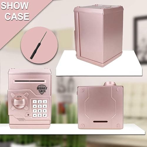 TOPBRY Piggy Bank for kids,Electronic Password Piggy Bank Kids Safe Bank Mini ATM Piggy Bank Toy for 3-14 Year Old Boys and Girls (Rose Gold) thumbnail 5