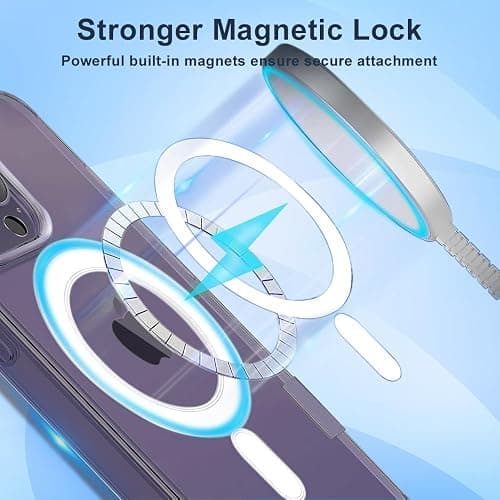 TEOPHA Magnetic Clear Case for iPhone 14 Pro (6.1-Inch) Compatible with MagSafe, Shockproof Anti-Scratch Phone Bumper Cover for iPhone 14 Pro - Clear thumbnail 4
