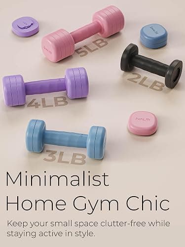 kure.fit Adjustable Dumbbell Set｜2LB 3LB 4LB 5LB Light Hand Weights for Women｜One-Twist Weight Adjustment｜Non-Slip Curved Grip Handle｜Free Weights for Home Gym, Rehab, Pilates, Yoga, Strength Training thumbnail 5
