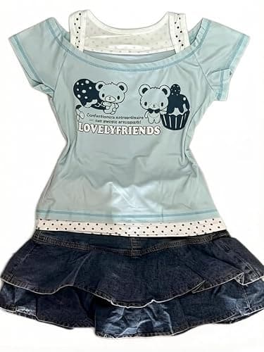 Kawaii Cutecore Harajuku Y2k 2000s Tops Summer Preppy Aesthetic Alt Goth Emo Short Sleeve Graphic Tees thumbnail 6