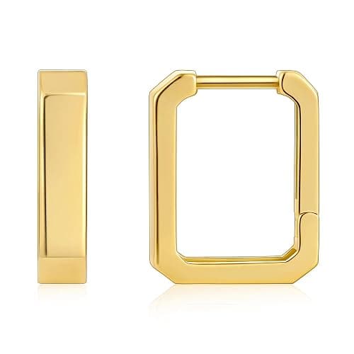 Gacimy Gold Huggie Hoop Earrings for Women 14k Gold Plated, Small Hoop Earrings for Women, 1/2 Inch Yellow Color Earrings for Women - Image 1
