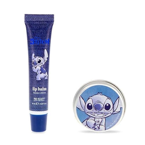 Disney Stitch Denim Lip Balm Duo | Mad Beauty | Blueberry Scent | Lip Care Gift Set | Cruelty-Free | Skincare Gift for Women, Adults, and Kids - Image 1