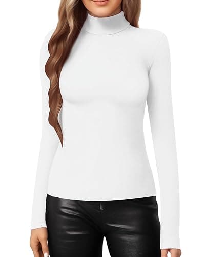 MANGOPOP Women's Mock Turtle Neck Slim Fit Long Sleeve Shirts Fall Fashion Tight Tops Basic Tee Winter Undershirt thumbnail 3