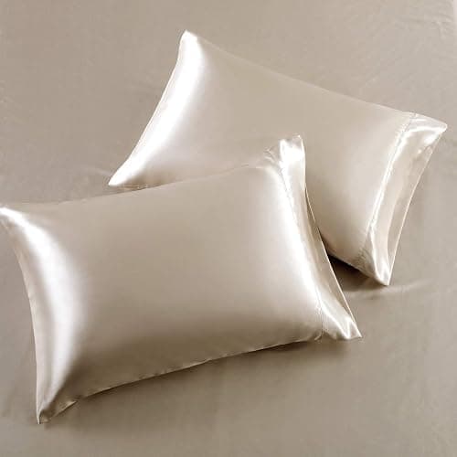 SiinvdaBZX 4Pcs Satin Sheet Set Queen Size 15-Inch Deep Pocket, Beige | Ultra Silky Soft Satin Bed Sheets Similar to Silk Sheets, Includes 1 Fitted Sheet, 1 Flat Sheet, 2 Satin Pillowcases thumbnail 3
