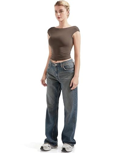 SUUKSESS Women Backless Sexy Going Out Tops Double Lined Open Back Y2k Basic Tee Shirts thumbnail 6