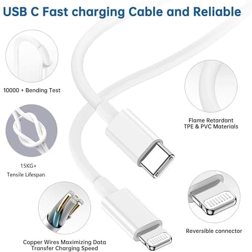 2 Pack 6 Ft iPhone Fast Charger thumbnail 2