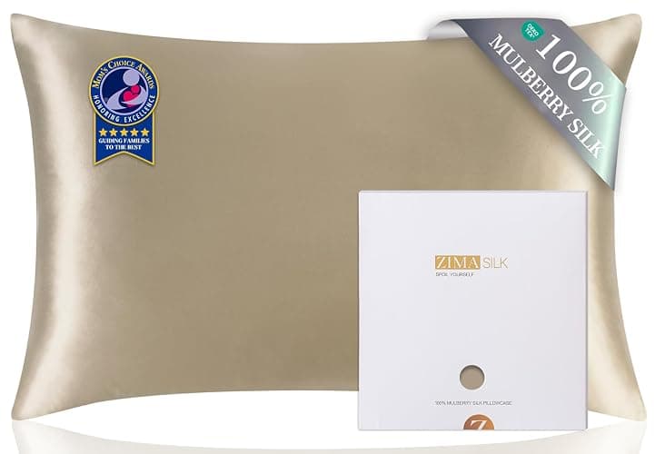 ZIMASILK 100% Pure Mulberry Silk Pillow Cases for Hair and Skin, Soft, Hypoallergenic & Smooth, Both Sides Grade 6A Silk, with Hidden Zipper, Gift for Women Men, 1pc (Queen 20''x30'', Taupe) - Image 1