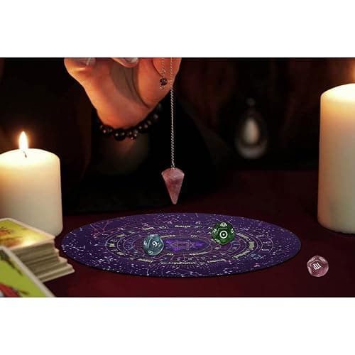 Knana 6Pcs Pendulum Board for Divination - Pendulum Crystal for Dowsing, Tarot Dice Astrology Dice with Box, Wiccan Supplies and Tools, Tarot Divination for Beginners thumbnail 2