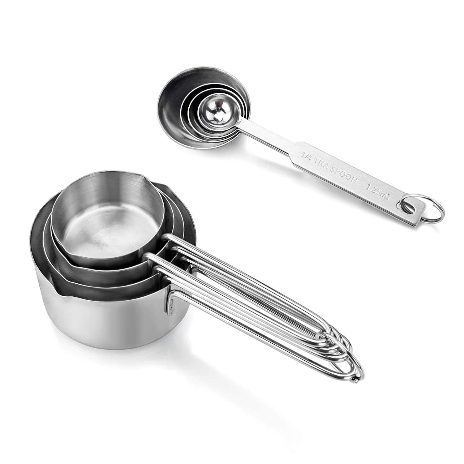 INKULTURE Stainless Steel Measuring Cups & Spoon Combo for Dry or Liquid/Kitchen Gadgets for Cooking & Baking Cakes/Measuring Cup Set Combo with Handles (Set of 4 Cups & 4 Spoons) thumbnail 2