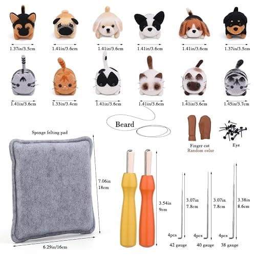 Mayboos Needle Felting Kit, 12 Pieces Doll Making Wool Needle Felting Starter Kit with Instruction, Felting Foam Mat and DIY Needle Felting Supply for DIY Craft Animal Home Decoration thumbnail 2