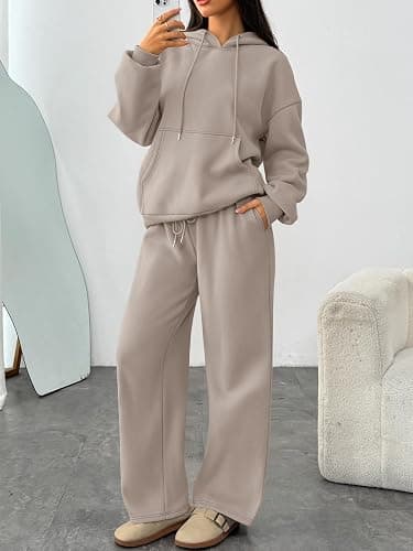 Trendy Queen Womens 2 Piece Outfits Lounge Fall Fashion Sets Oversized Sweatshirts Wide Leg Pants Sweatsuits Winter Clothes thumbnail 2