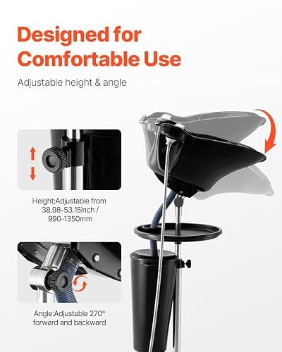 VEVOR Portable Shampoo Bowl, Deep Shampoo Sink with Adjustable Height & Angle, Washing Hair Station Includes Drain Hose, Shower Head and Bucket, Salon Sink for Home & Barber Use, Black thumbnail 5