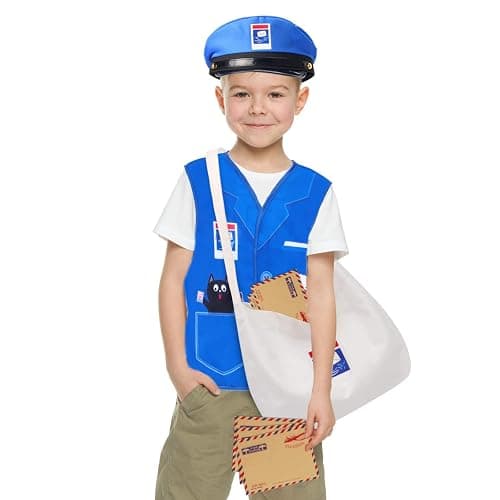 Keymall Kids Mailman Costume Mail Carrier Hat Mr. Postman Canvas Bag Vest Envelopes For Halloween Career Day Postal Costume thumbnail 5
