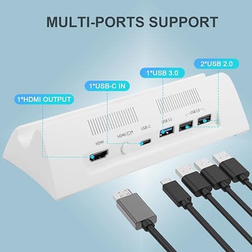 KEKUCULL TV Docking Station for Switch,Docking Station with 4K 1080P HD Adapter and USB 3.0 Port,Replacement for Official Switch Dock(White) thumbnail 4