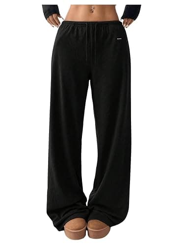 SOLY HUX Women's Drawstring Sweatpants Low Rise Baggy Wide Leg Pants with Pockets thumbnail 2