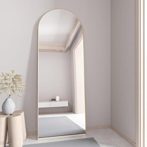 NEUWEABY Full Length Mirror, 56"x16" Arch Floor Mirror with Stand, Gold Arched Full Body Standing or Leaning Mirror for Bedroom, Living Room thumbnail 8