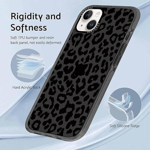 lioscre Cheetah Print Phone Case for iPhone 13 / iPhone 14 6.1" Case with 2 Pack Tempered Screen Protector, Cute Leopard Pattern Design Funda Shockproof TPU Soft Clear Cover for Women Girls, Black thumbnail 6