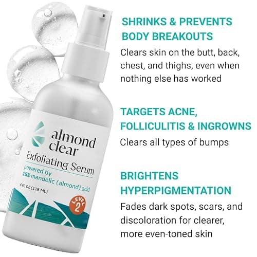 Almond Clear Level 2 Serum | Mandelic Acid Body Serum for Acne, Folliculitis, Aging Skin, Ingrown Hairs, Dark Spots on Face, Chest, Butt, Back, Thighs, Arms | 4 oz thumbnail 2