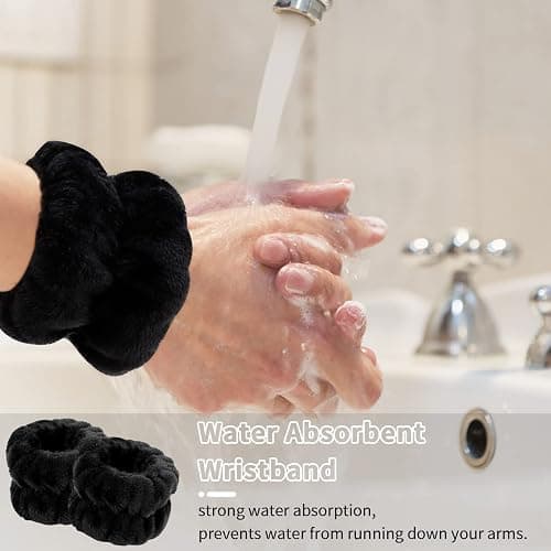 WHAVEL 6PCS Spa Headband and Wristbands Set, Face Wash Headband Wrist Bands for Washing Face Makeup Skincare Hair Band Skin Care Accessories Tools thumbnail 2