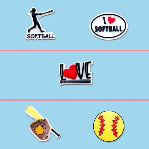 Zanerolan 20 25Pcs Sports Ball Shoe Decoration Charms for Clog, Baseball Softball Basketball Hockey Cheer Gymnastics Fitness Charms thumbnail 6