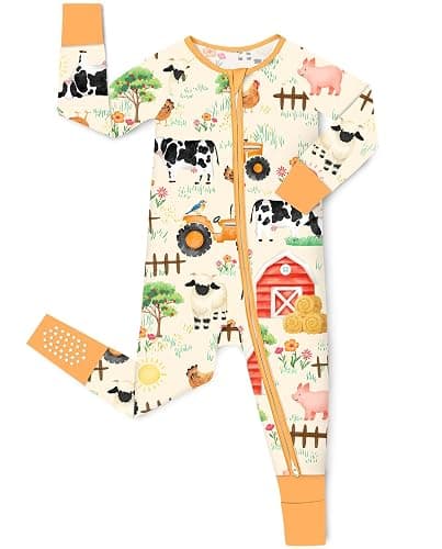babee Reshinee Bamboo Viscose Baby Convertible Footie Pajama, Zipper Pajamas for Baby Boys & Girls, Sleep & Play Footed - Image 1