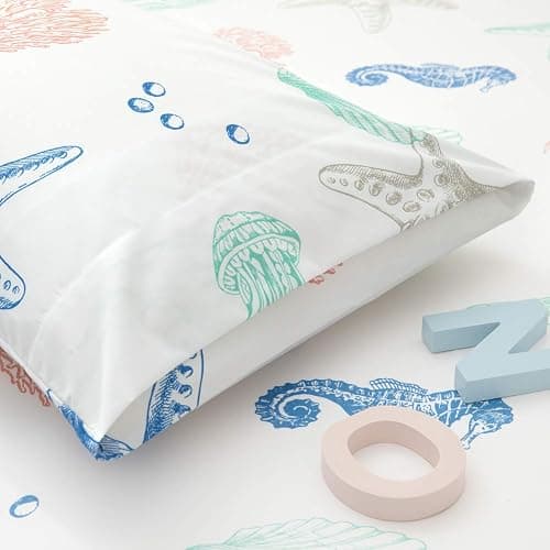 JSD Beach Theme Kids Printed Sheet Set Full, 4 Piece Starfish Jellyfish Coastal Summer Microfiber Bed Sheets Deep Pocket thumbnail 5