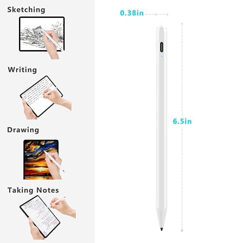 Stylus Pen for iPad (2018-2025) with Fast Charging & Palm Rejection, Pencil for Apple iPad 11th A16/10/9/8/7/6th, Pro 11“13”M4/12.9 inch, Air 11/13 inch M3 2025&M2 2024/5/4/3rd, Mini A17 Pro/6/5th thumbnail 7