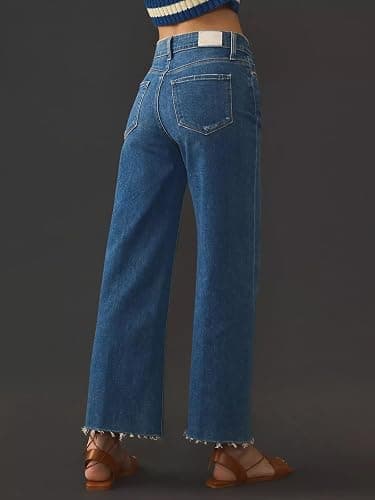 KUNMI Jeans for Women Wide Leg Baggy High Waist Boyfriends Straight Leg Stretchy Denim Pants Trendy Fall 2025 thumbnail 4