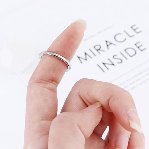 Diamday Fidget Rings for Women Men -2 4mm Titanium Steel Spinner Ring for Anxiety Stress Relief Glitter Sandblast Spinning Figit Anxiety Jewelry for Women Gifts thumbnail 5
