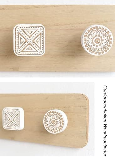 LNGFSH Porte Manteau Mural Bois,Patère Murale,Bois Massif Porte Manteau Salle De Bain,5 Crochets pour Manteaux Veste pour chambre à coucher, cuisine, salon, vestiaire Naturel thumbnail 6