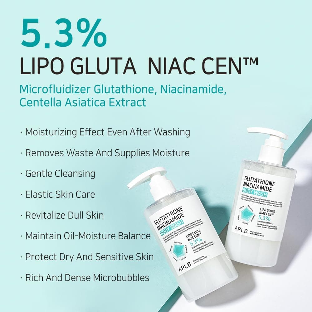 APLB Glutathione Niacinamide Body Wash | LIPO GLUTA NIAC CEN™ 5.3% 10.14 FL.OZ / Korean Skincare, Gentle ingredients for the safety of your skin, Long lasting nourishment and deep moisture for soft skin thumbnail 3