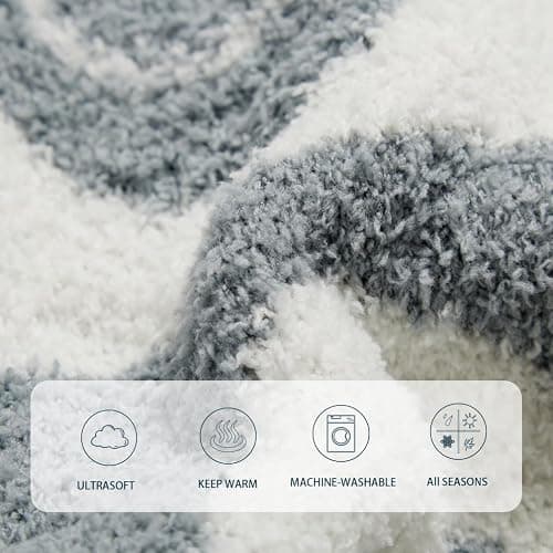 Throw Blankets with Smiley Faces Checkered Reversible Soft Cozy Warm Baby Blanket for Bed Sofa Travel (Grid Smile,Slate Gray,51"x63") thumbnail 4