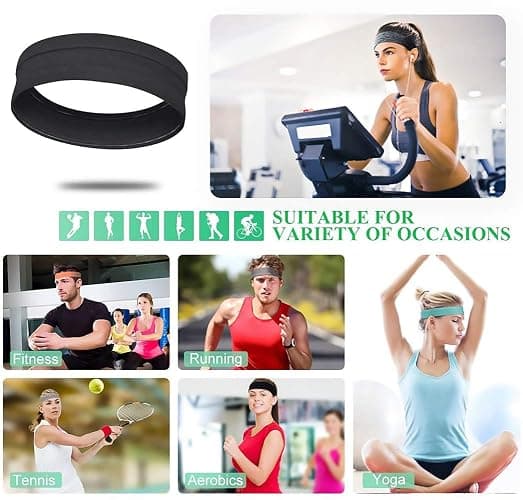 QiShang 6Pack Sweat Bands Headbands for Women Workout, Women's Fashion Non Slip Headband, Moisture Wicking Sweatband for Sports Running Athletic Yoga thumbnail 6
