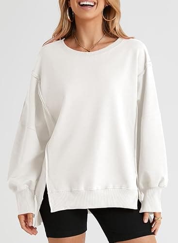 SHEWIN Womens Oversized Reverse Seam Sweatshirt Casual Long Sleeve Pullover Tops Lightweight Loose Crewneck Sweatshirts thumbnail 2