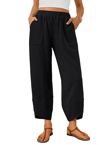 Trendy Queen Women's Wide Leg Pants Boho Summer Capri Palazzo Harem Casual Barrel Sweatpants Baggy Slacks with Pockets - Image 1