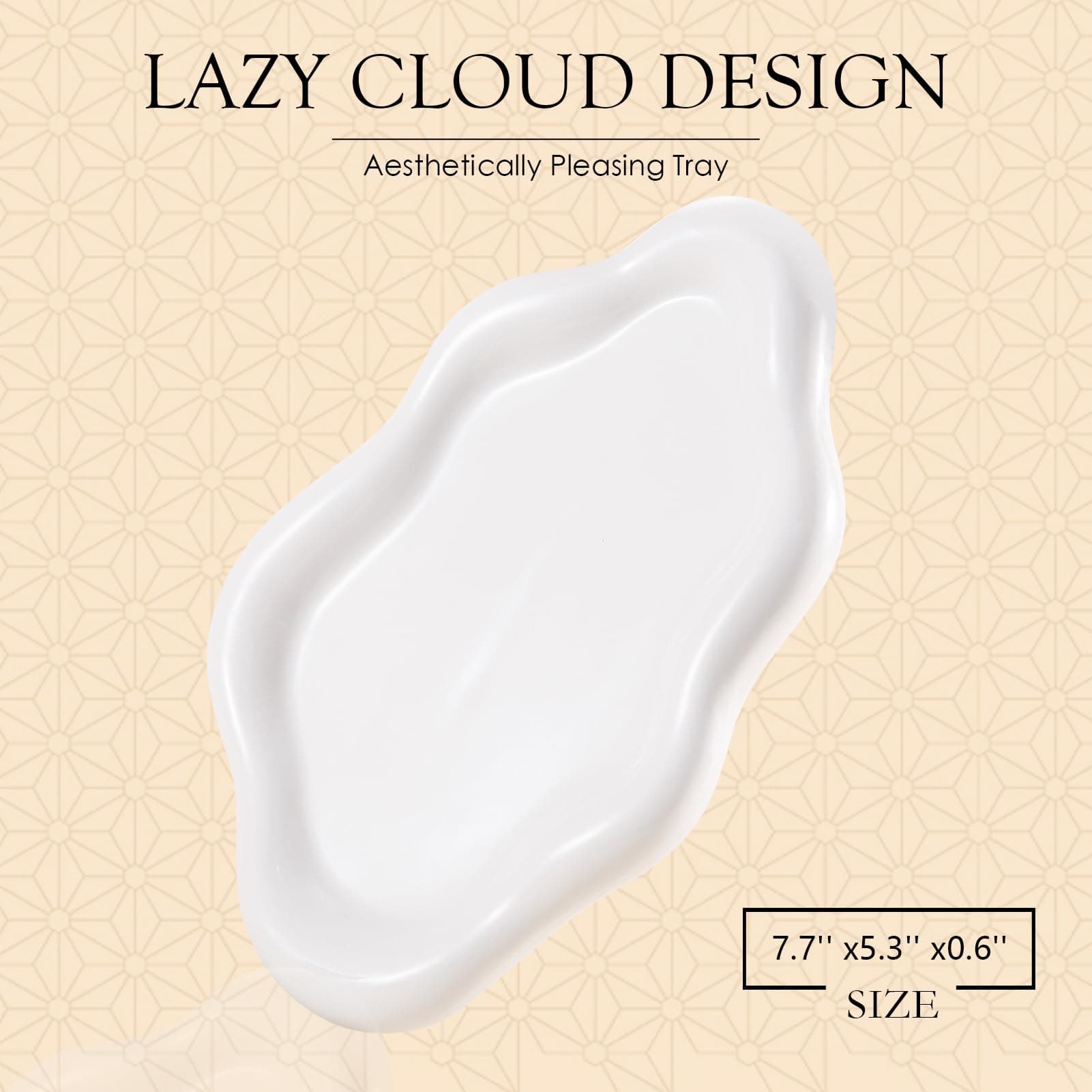 CCINPPY Ceramic Jewelry Tray Trinket Dish, Decorative Cloud Vanity Key Tray for Women, Ring Holder Dish, Cute White Jewelry Plate Bowl Room Decor Aesthetic, Birthday Mother's Day Christmas Gift - Image 1