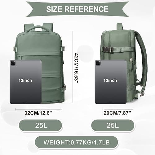 coowoz Travel Backpack For Women Men,Carry On Backpack,Hiking Backpack Waterproof Outdoor Sports Rucksack Casual Daypack Travel Essentials(Olive Green) thumbnail 4