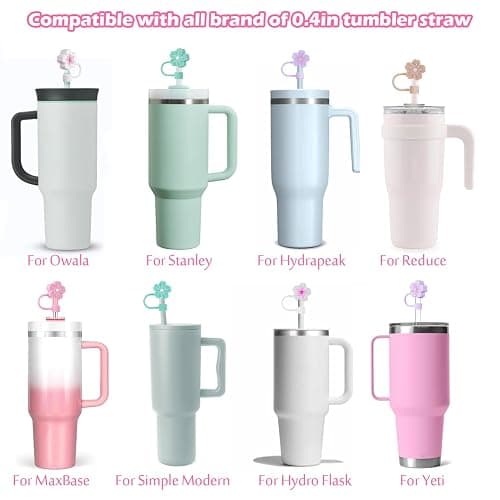 GLAMFIELDS Straw Covers Cap for Stanley Cup 30-40 oz,Straw Toppers for Stanley Tumblers with handle 10mm 0.4in Silicone Accessories Dust-Proof, Protectors, 5 Pack thumbnail 6