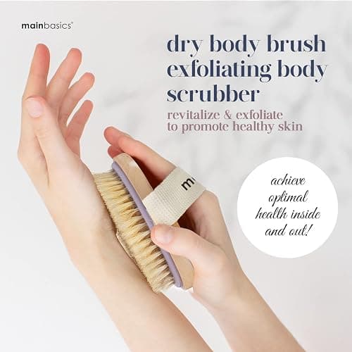 MainBasics Dry Brushing Body Brush for Lymphatic Drainage, Dry Skin, Cellulite, Blood Circulation with Exfoliating Natural Bristles for Flawless Skin thumbnail 2