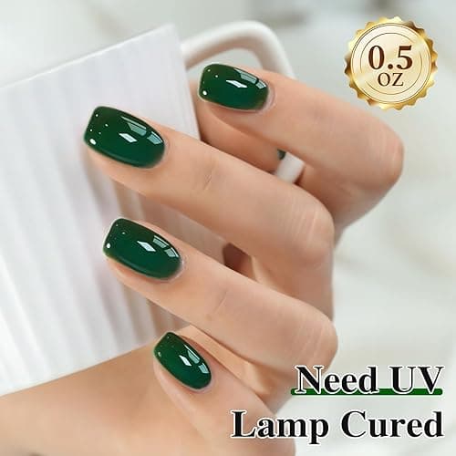 Double Rhythm 15ML Gel Polish Pure Sheer Same Color Same Bottle Soak Off Gel Polish Art Manicure Salon DIY at Home for Women (Deep Green-A1460) thumbnail 4